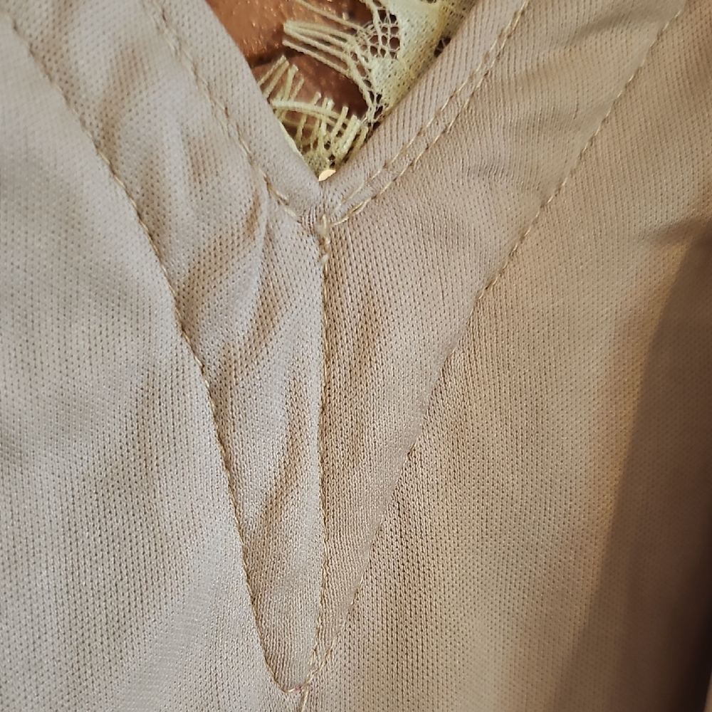 Nude and Gold Sequin Fringe Party Dress - Size Large - Picture 9 of 12
